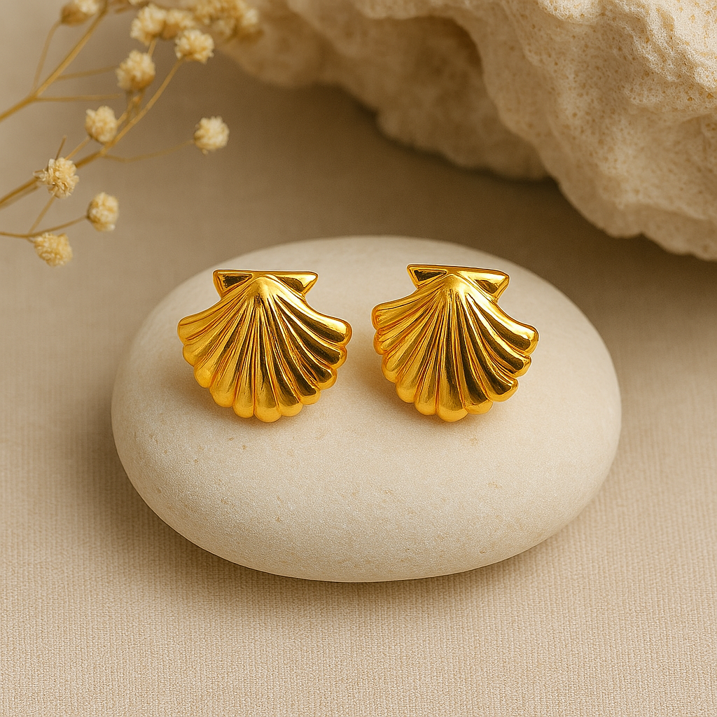 Golden Seashell Studs
