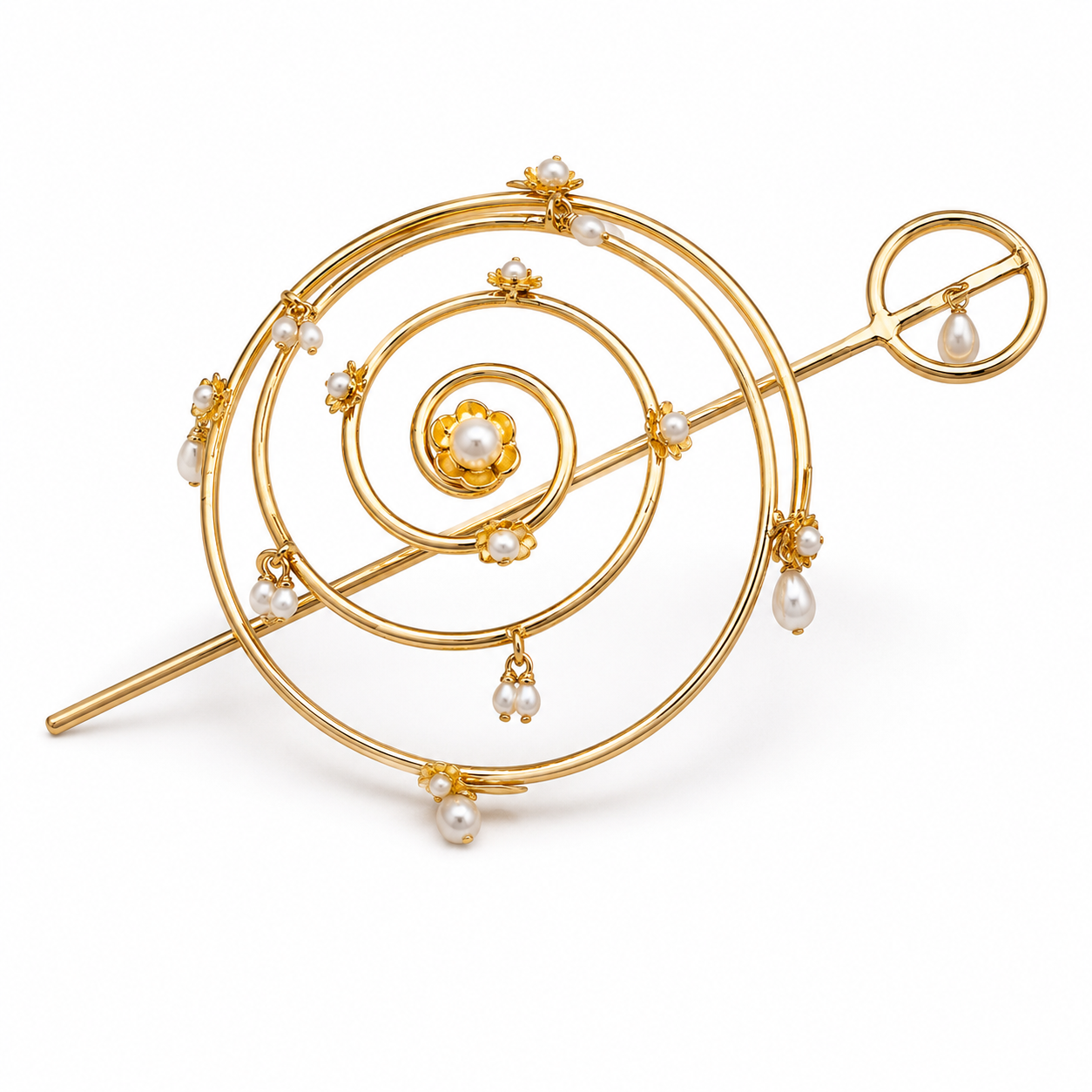 Gold Spiral Hair Bun Cage with Pearls ✨ Celestial Hair Stick Pin ✨ Unique Gift for Her