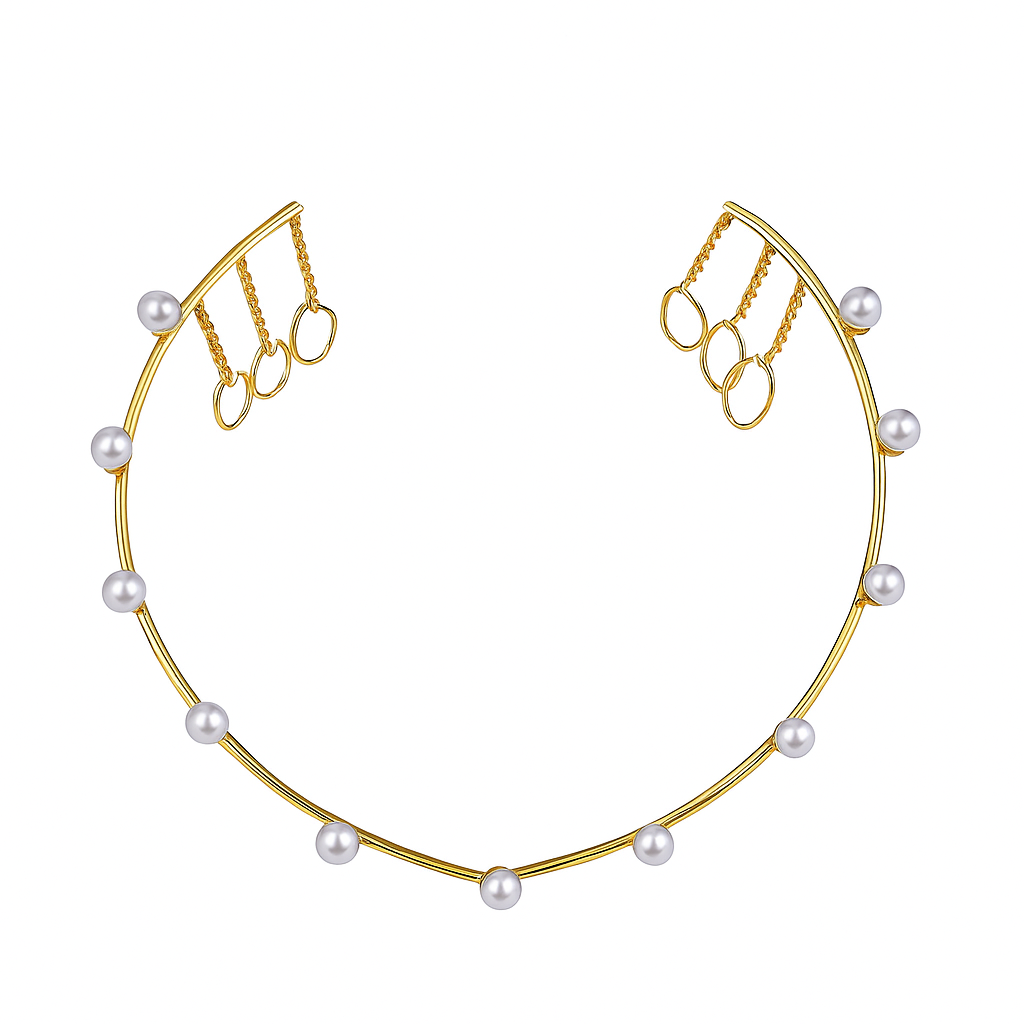 Gold-Plated Pearl Wave Tiara🫧