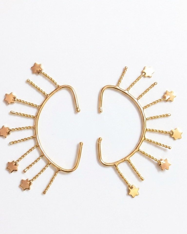 Gold Star Ear Cuff โญ | Celestial Ear Wrap Earrings โจ | Statement Ear Climber, No Piercing Jewelry, Cosmic Chic