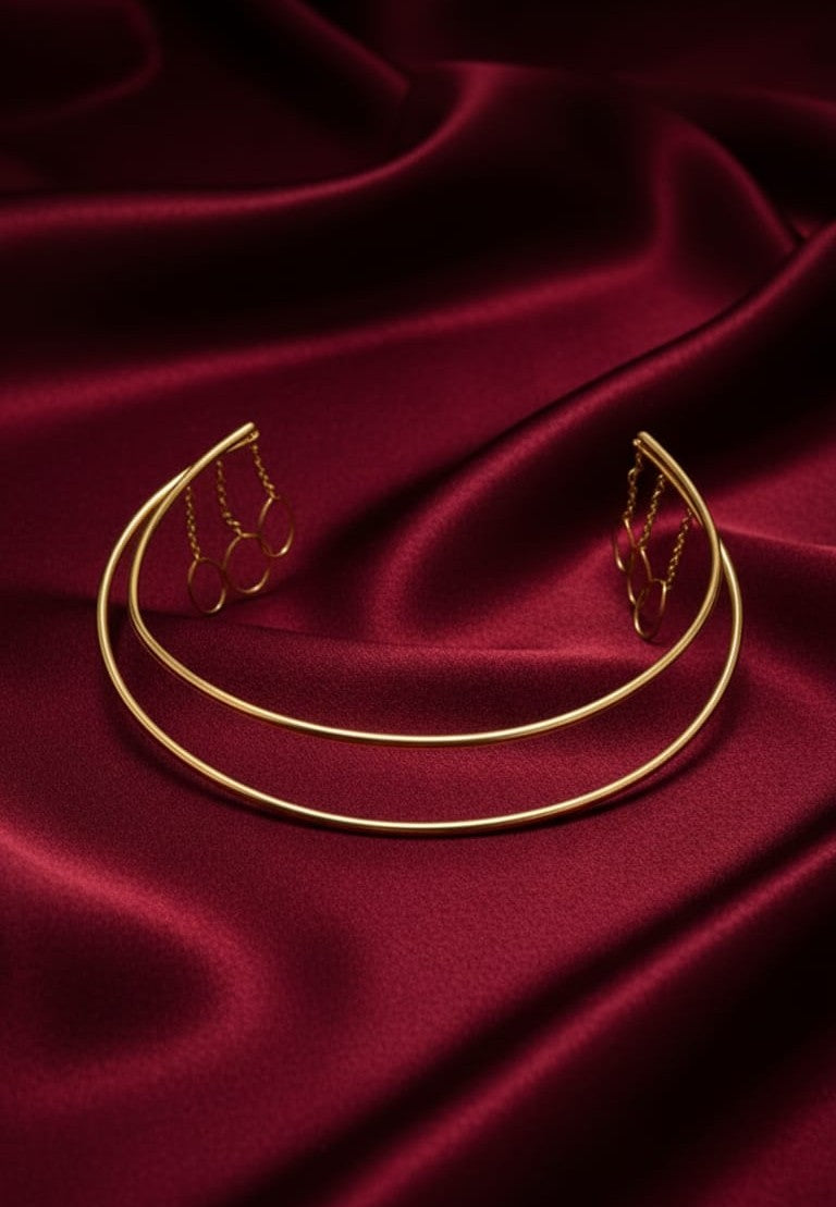 Double-Layered Gold Plated Tiara β Elegant Crown-Inspired Hair Accessory for Women Boho Chic & Bridal Style