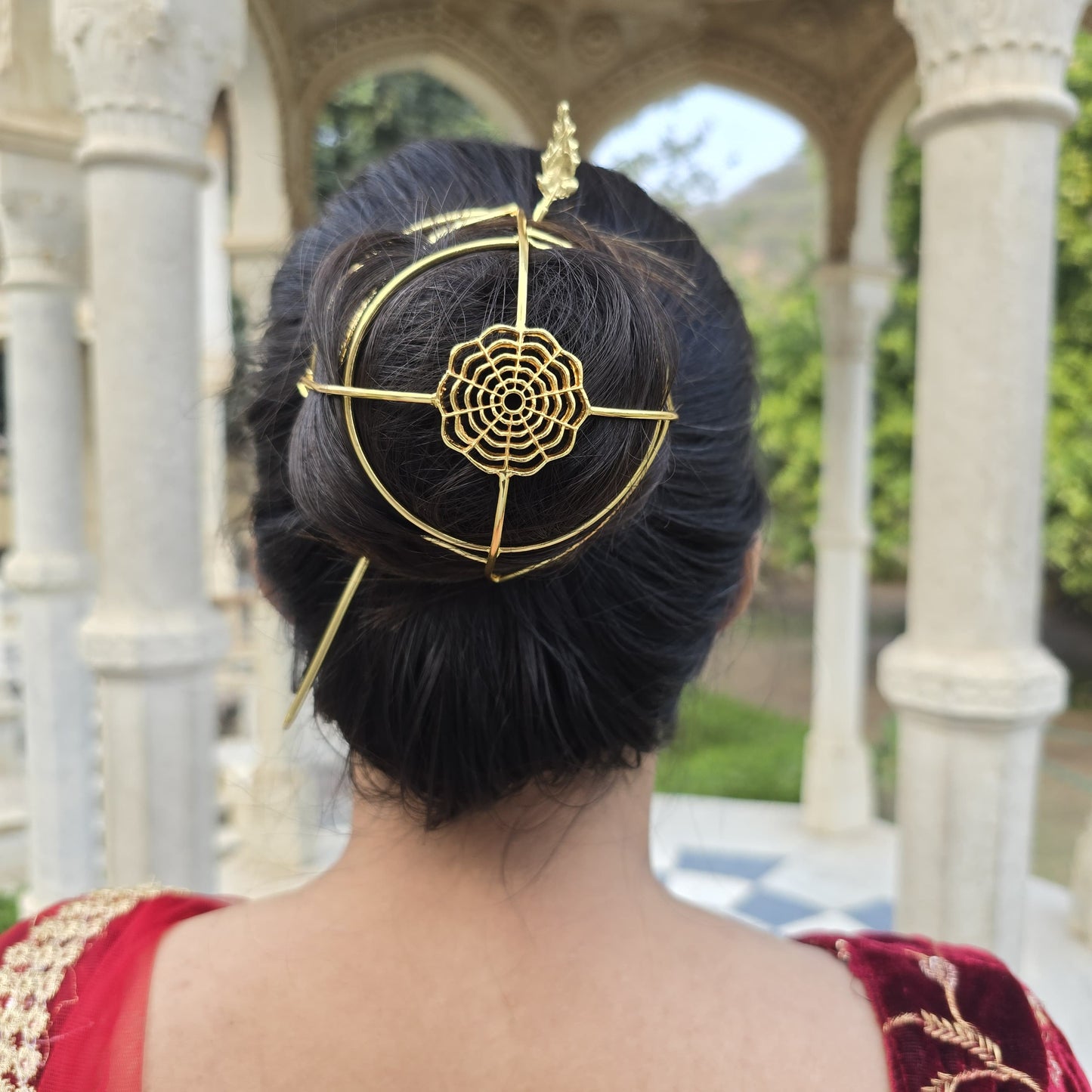Golden Bloom Brass Hair Stick Set