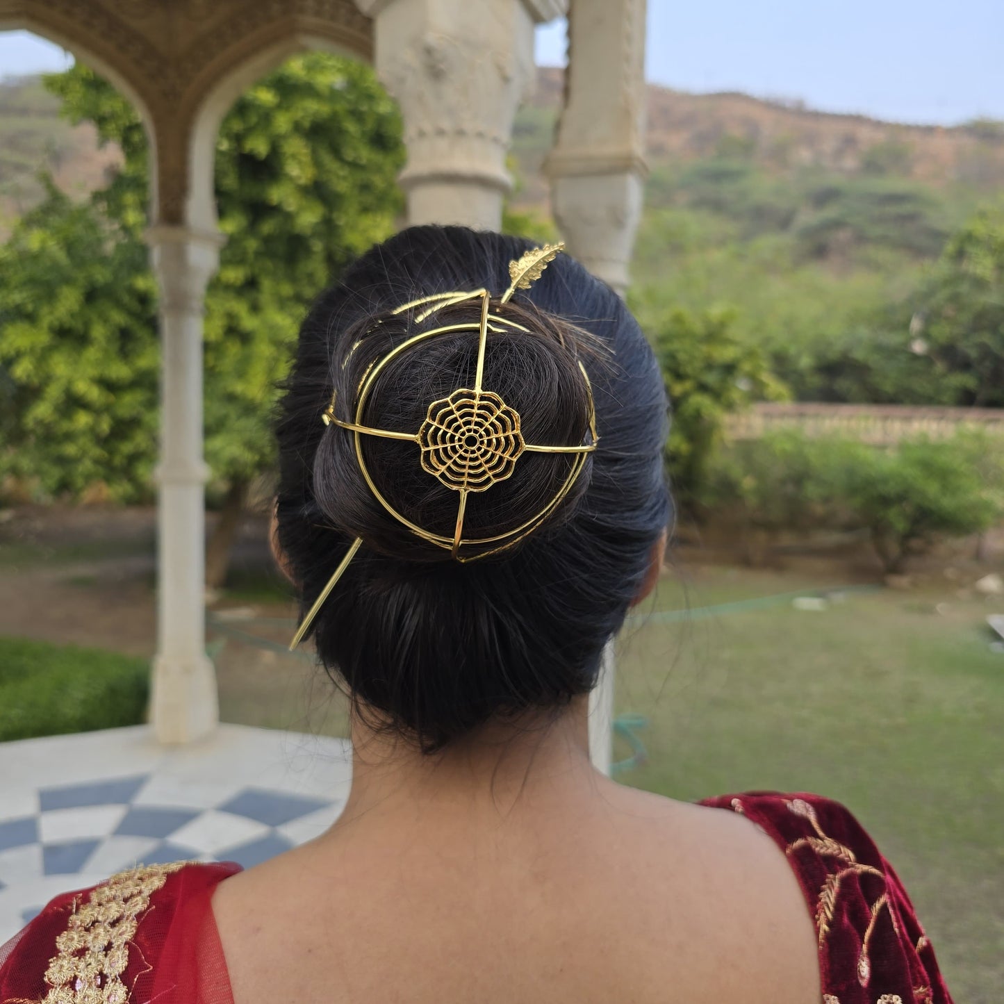 Golden Bloom Brass Hair Stick Set