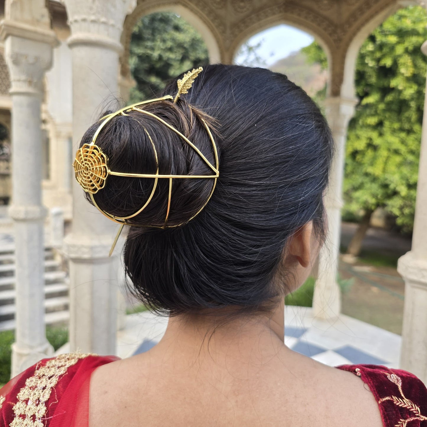 Golden Bloom Brass Hair Stick Set