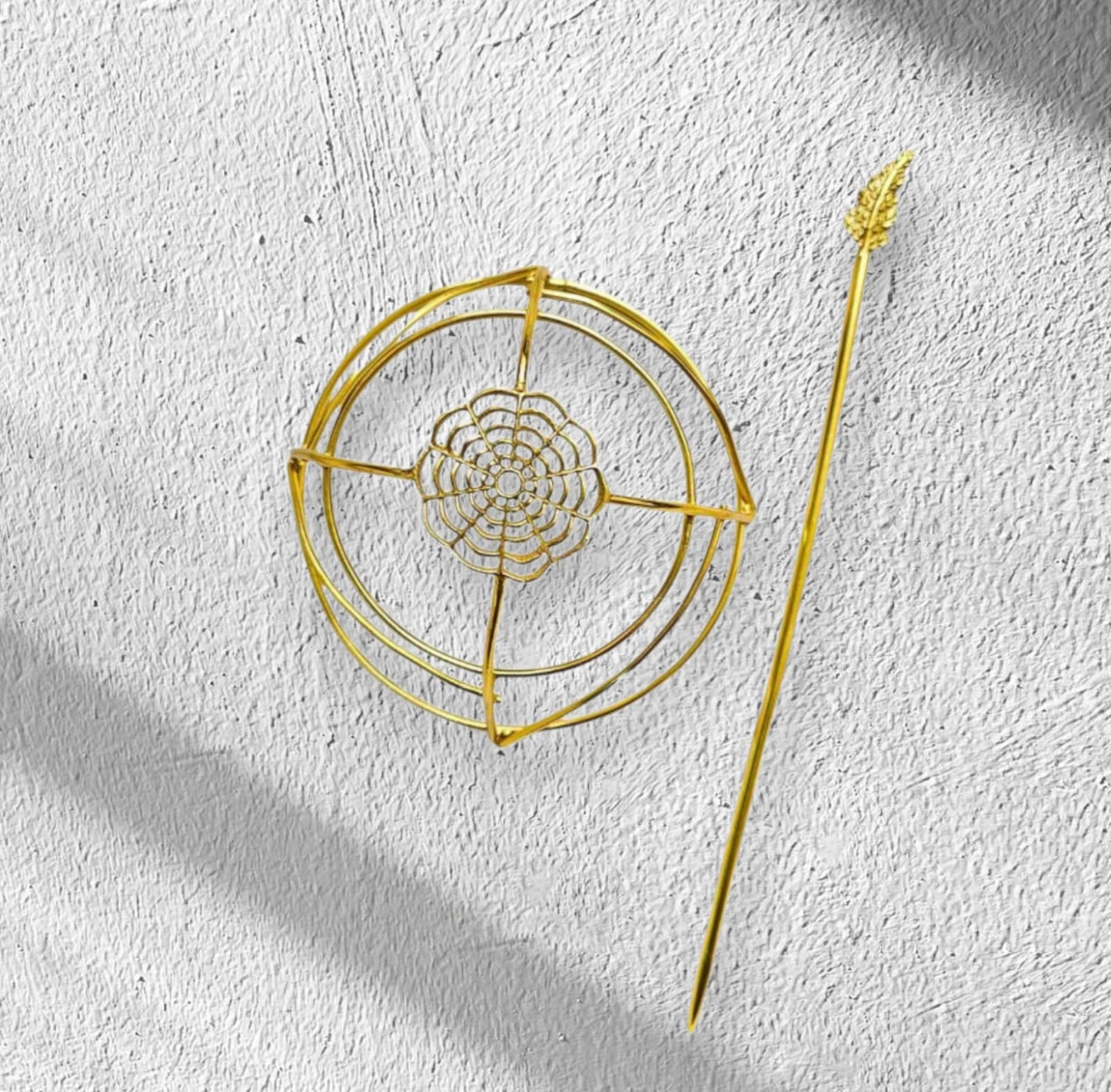 Golden Bloom Brass Hair Stick Set