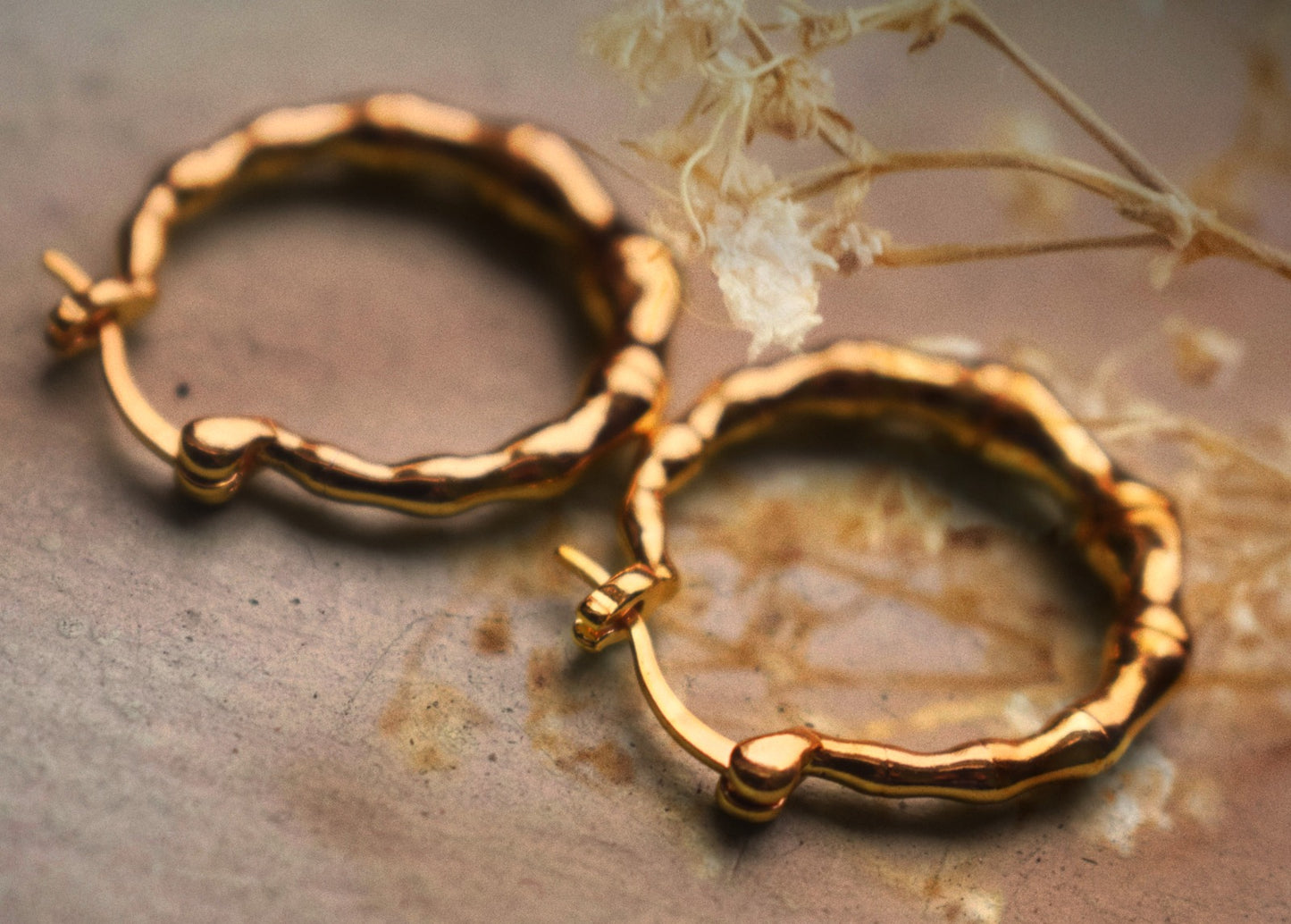 Golden Bamboo Hoop Earrings
