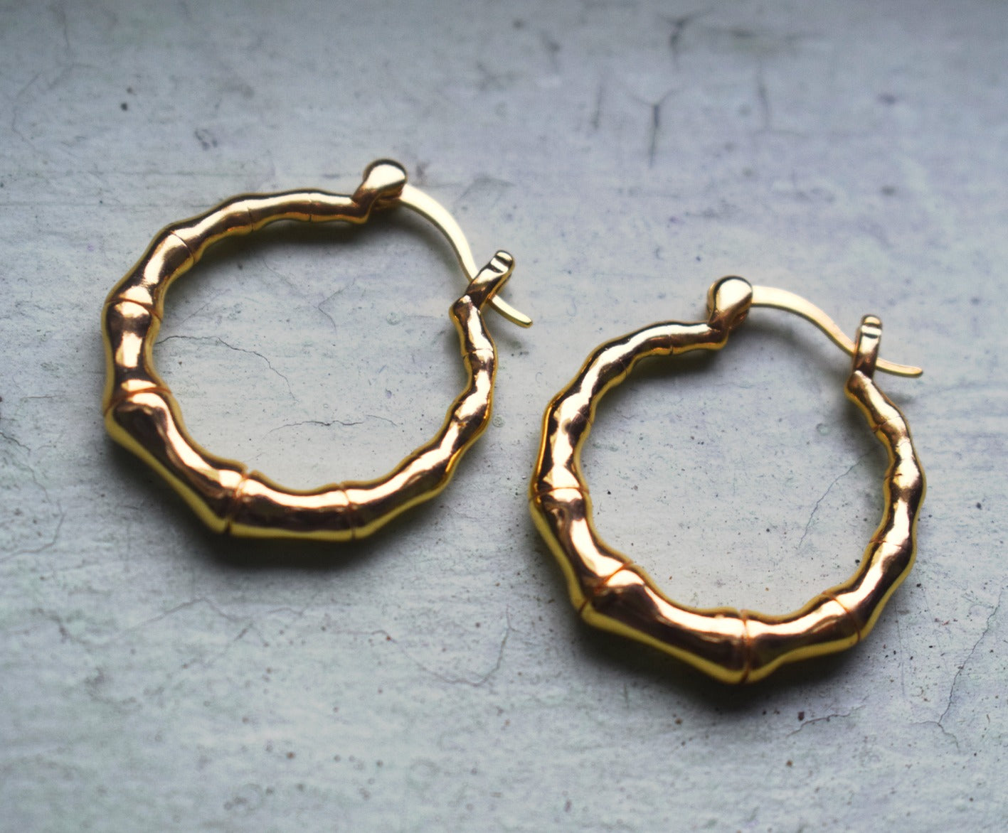 Golden Bamboo Hoop Earrings