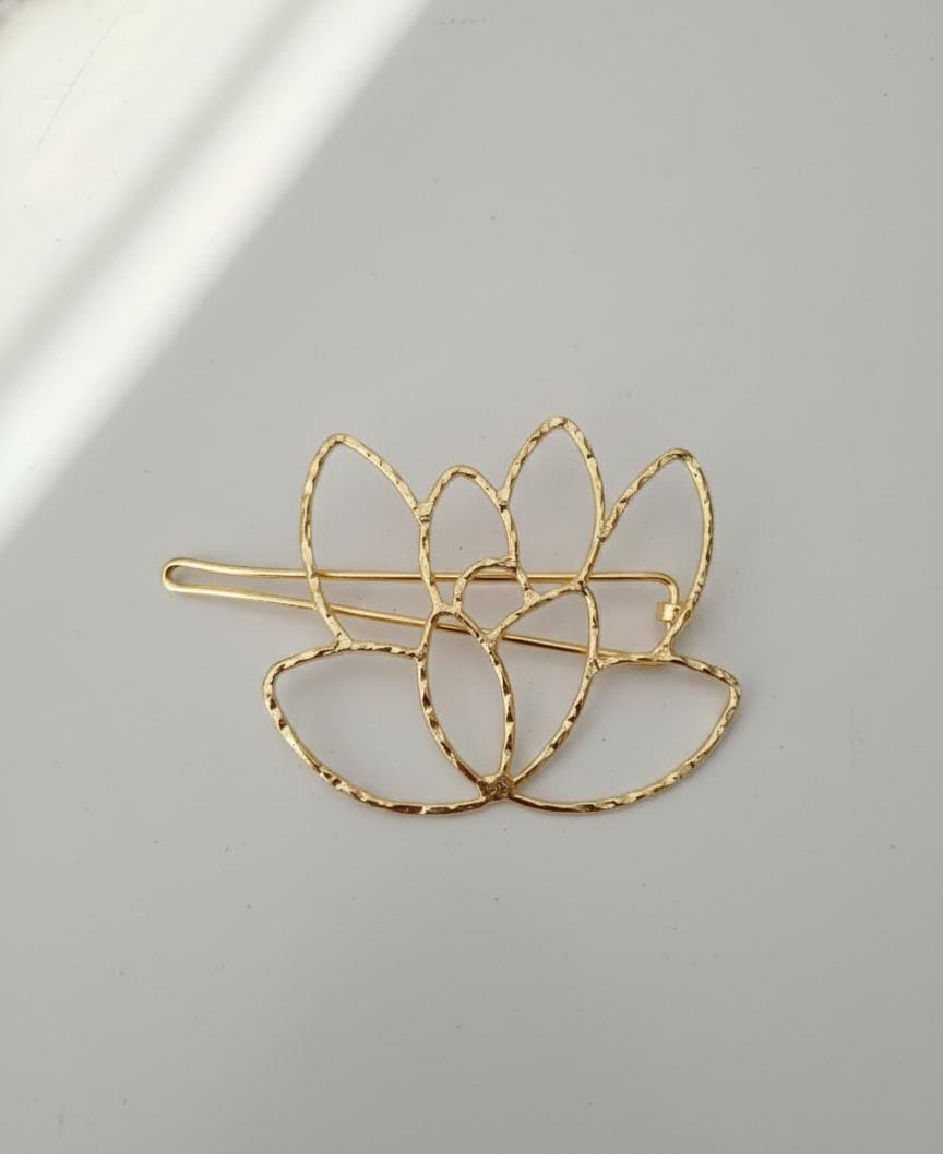Gold Plated Floral Hair Clip for Women