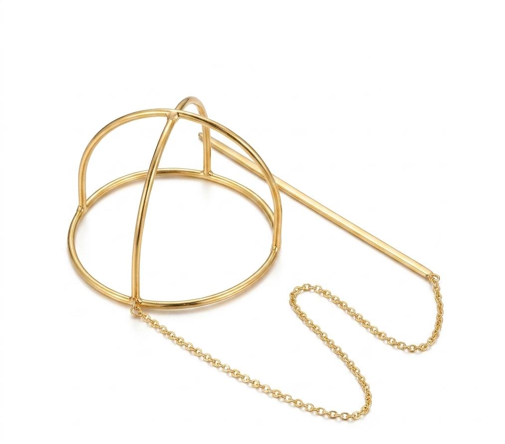 Gold Geometric Bun Hair Pin| Minimalist Hair Stick| Modern Bun Holder