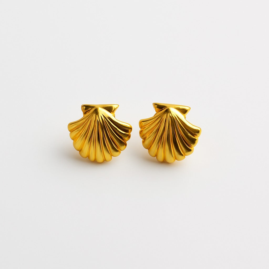 Golden Seashell Studs