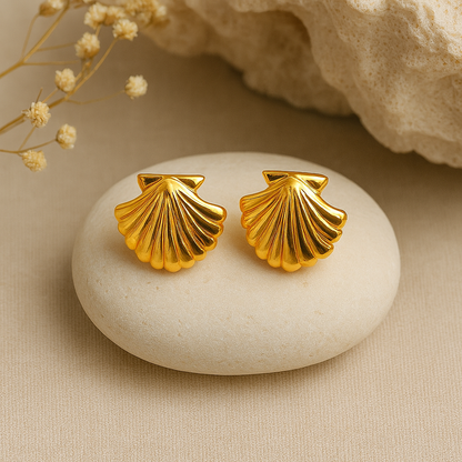 Golden Seashell Studs