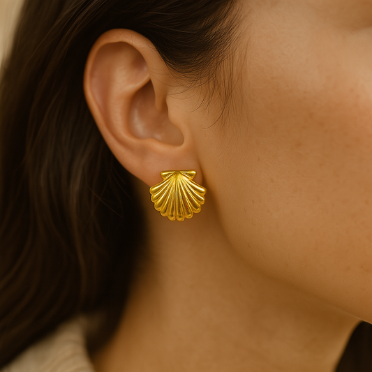 Golden Seashell Studs