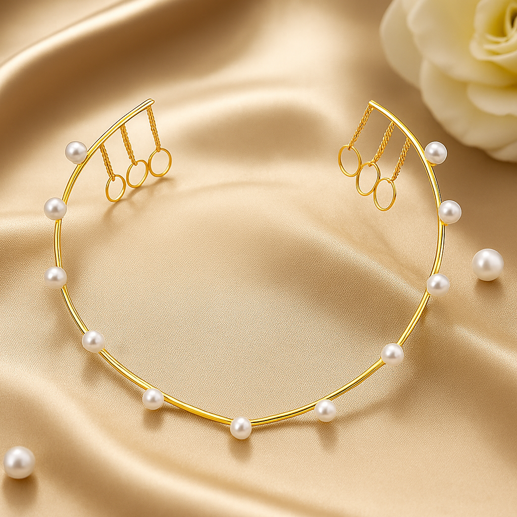 Gold-Plated Pearl Wave Tiara🫧