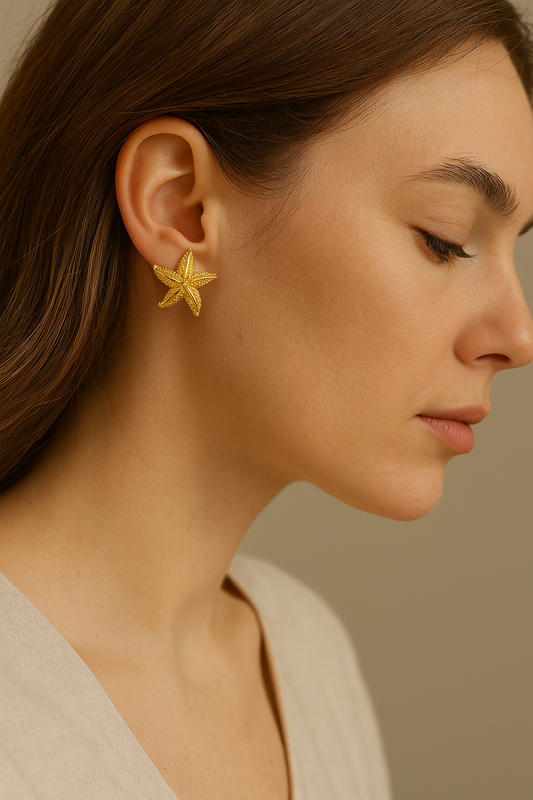 Elegant Gold Starfish Stud Earrings