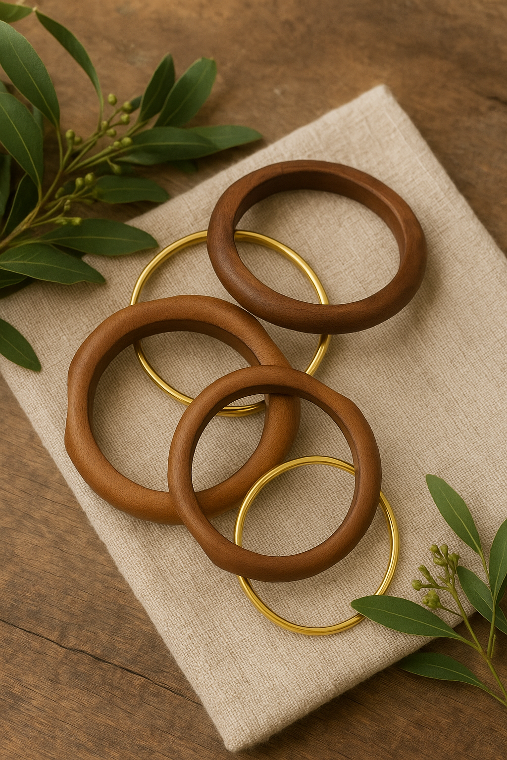 Wooden Gold-Plated Bangles for Women