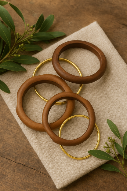 Wooden Gold-Plated Bangles for Women