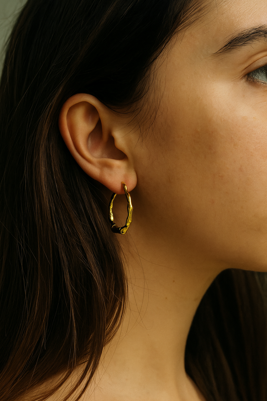 Golden Bamboo Hoop Earrings