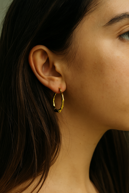 Golden Bamboo Hoop Earrings