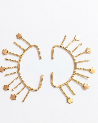 Gold Star Ear Cuff ⭐ | Celestial Ear Wrap Earrings ✨ | Statement Ear Climber, No Piercing Jewelry, Cosmic Chic