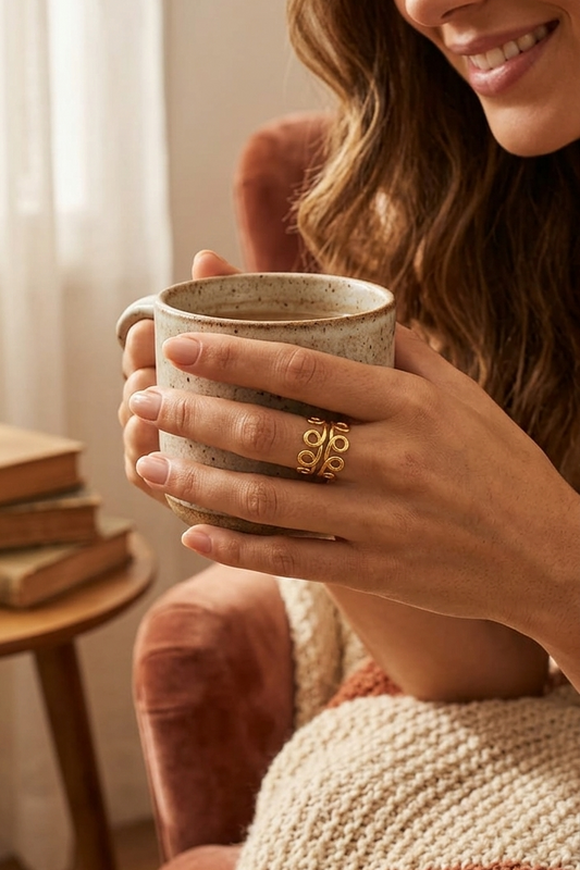 Gold Swirl Statement Ring • Abstract Wire Loop Ring • Minimalist Gold Band