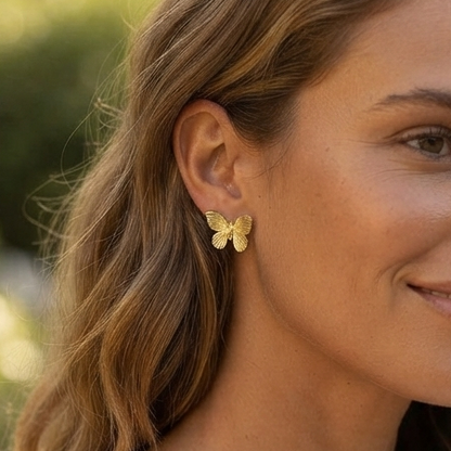 Dainty Gold Butterfly Stud Earrings – Minimalist Nature-Inspired Gold Studs for Her