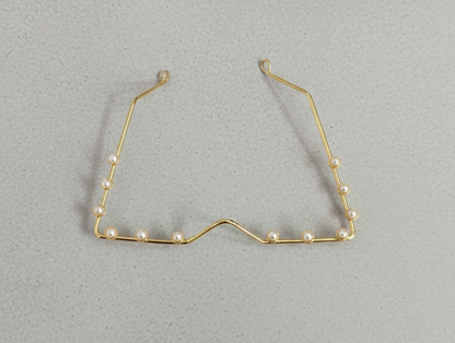 Gold Plated Pearl Face Goggle for Women | Straight Zag Nose Bridge Face Jewellery