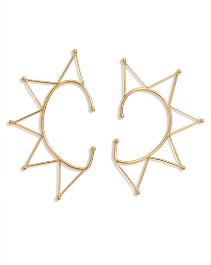 Gold Geometric Star Ear Cuff ⭐ | Minimal Wire Ear Wrap Earrings ✨ | Modern Statement No Piercing Jewelry, Boho Chic