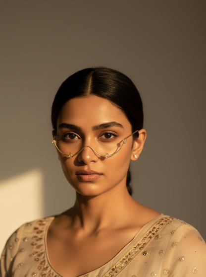 Gold Plated Minimal Face Goggle for Women | Fashion Face Frame Jewellery