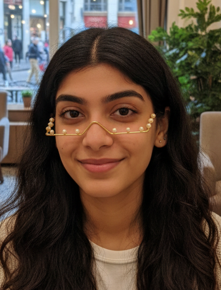 Gold Plated Pearl Face Goggle for Women | Straight Zag Nose Bridge Face Jewellery