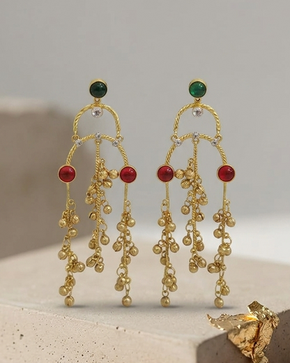 Gold Chandelier Earrings with Amethyst ✨ Purple Gemstone Drop Earrings ✨ Renaissance Chandelier Dangles ✨ Unique Bridal Jewelry ✨ Gift for Her