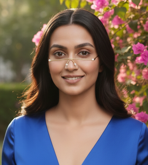 Gold Plated Minimal Face Goggle for Women | Nose Bridge Face Jewellery