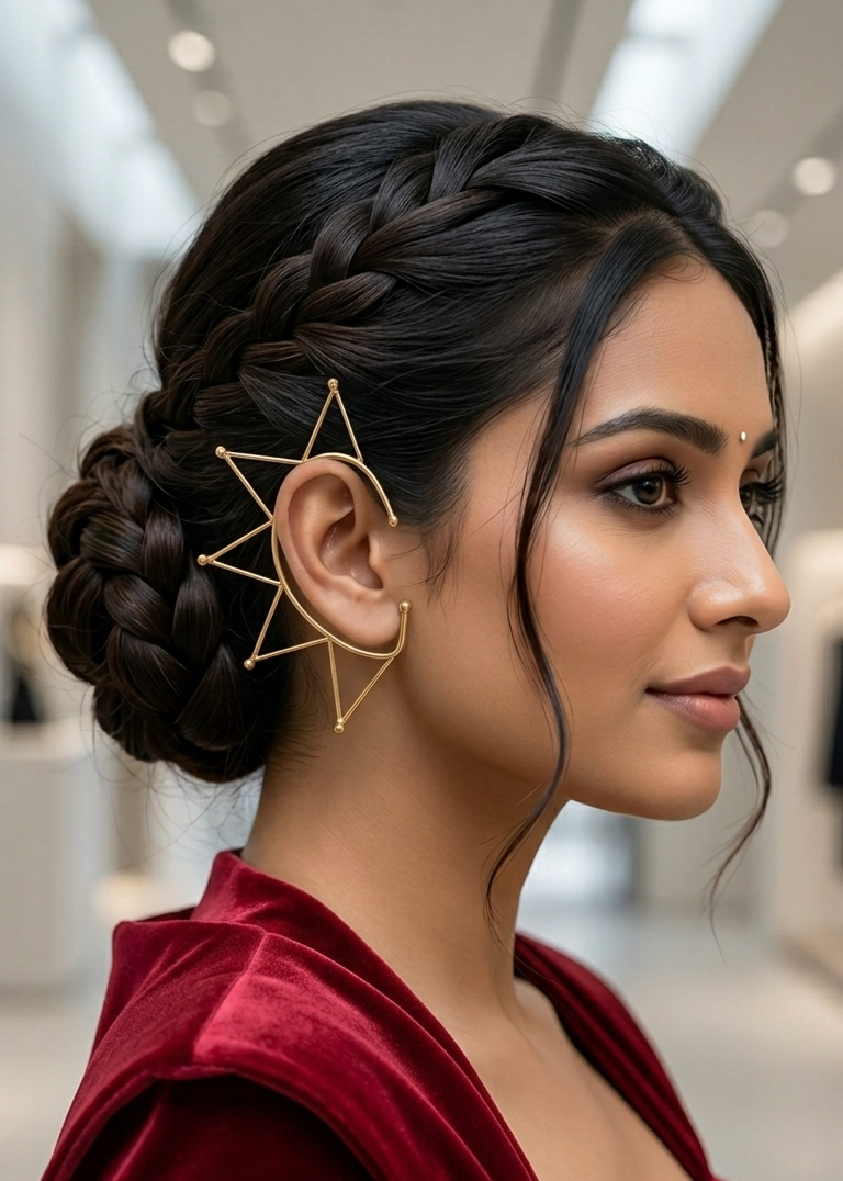 Gold Geometric Star Ear Cuff ⭐ | Minimal Wire Ear Wrap Earrings ✨ | Modern Statement No Piercing Jewelry, Boho Chic