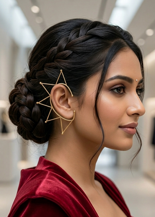 Gold Geometric Star Ear Cuff ⭐ | Minimal Wire Ear Wrap Earrings ✨ | Modern Statement No Piercing Jewelry, Boho Chic