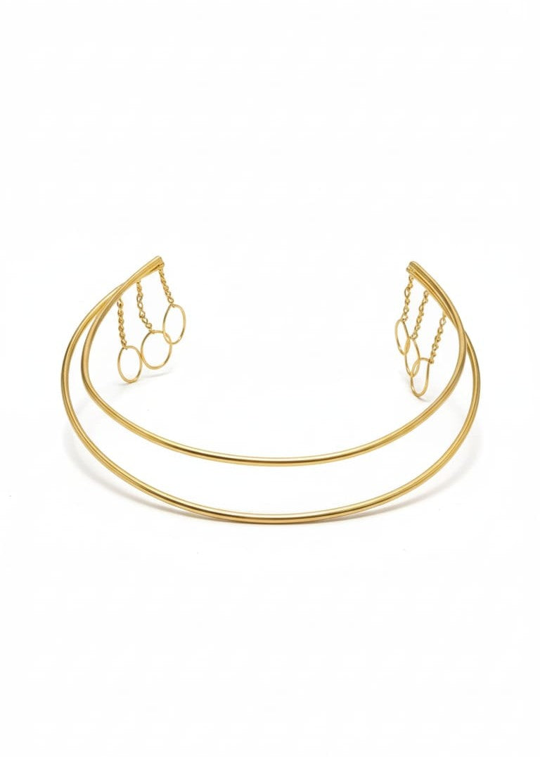 Double-Layered Gold Plated Tiara – Elegant Crown-Inspired Hair Accessory for Women  Boho Chic & Bridal Style