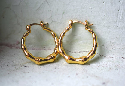 Golden Bamboo Hoop Earrings
