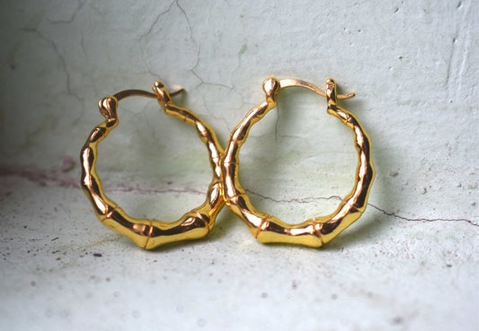 Golden Bamboo Hoop Earrings