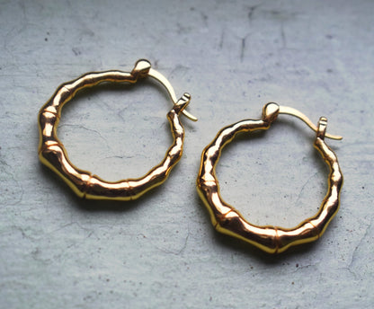 Golden Bamboo Hoop Earrings