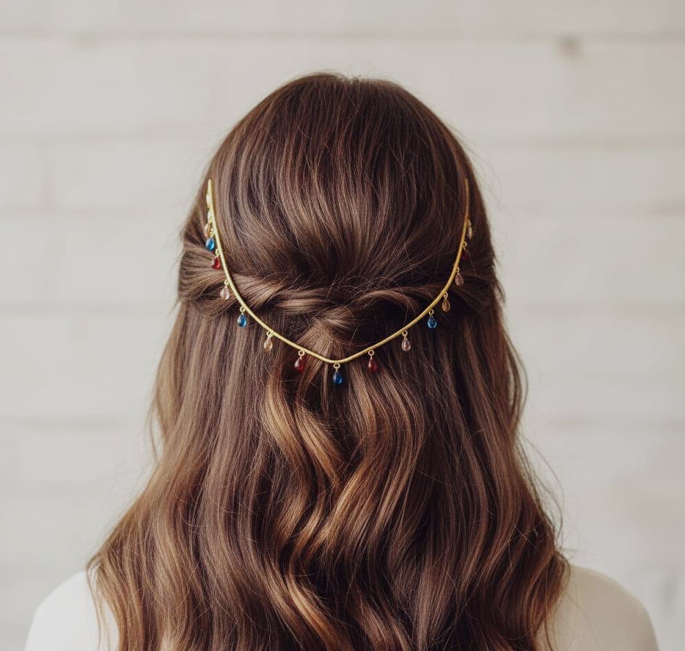 Gold-Plated Tear Drop Charm Tiara