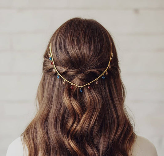 Gold-Plated Tear Drop Charm Tiara