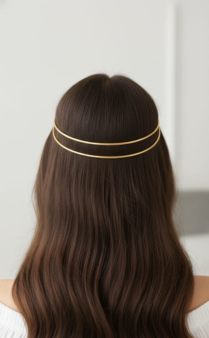 Double-Layered Gold Plated Tiara – Elegant Crown-Inspired Hair Accessory for Women  Boho Chic & Bridal Style