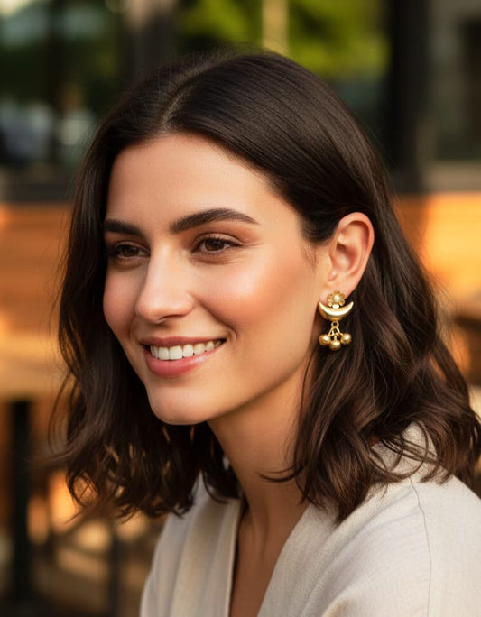 Gold-Plated Moon Chime Earrings For Women