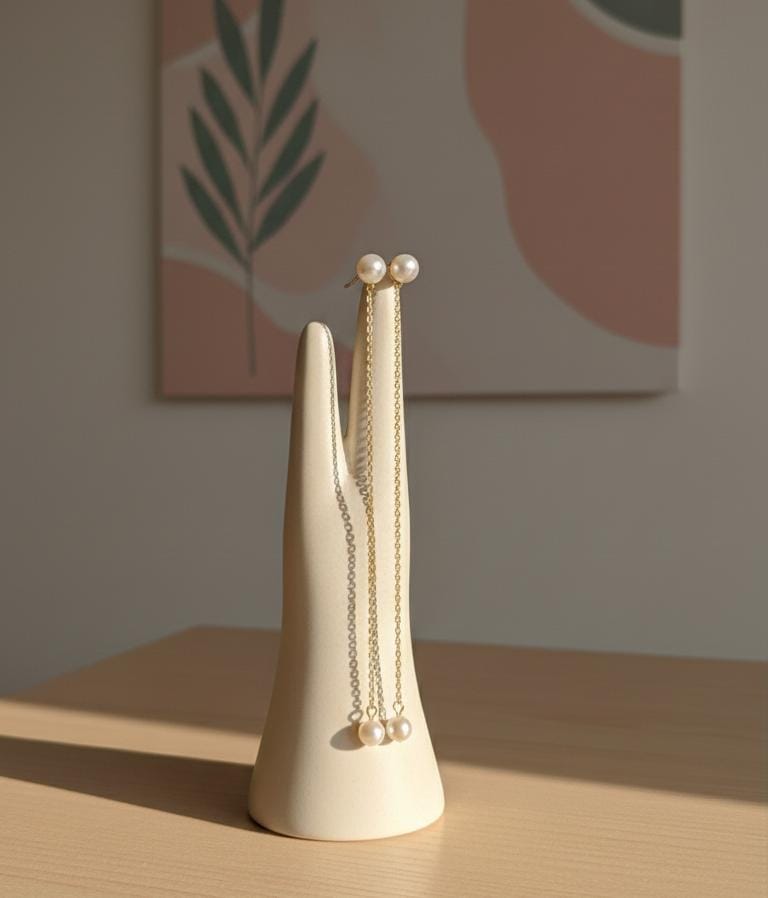 Elegant Pearl Long Chain Drop Earrings for Women