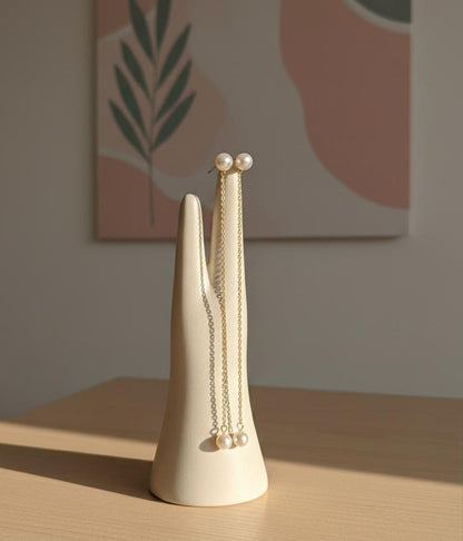 Elegant Pearl Long Chain Drop Earrings for Women