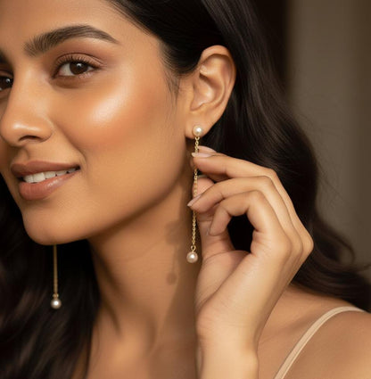 Elegant Pearl Long Chain Drop Earrings for Women