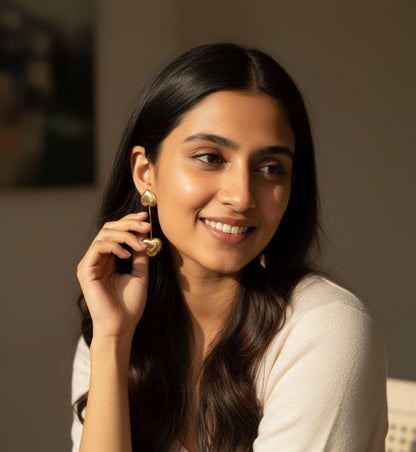 Double Heart Drop Earrings for Women & Girls