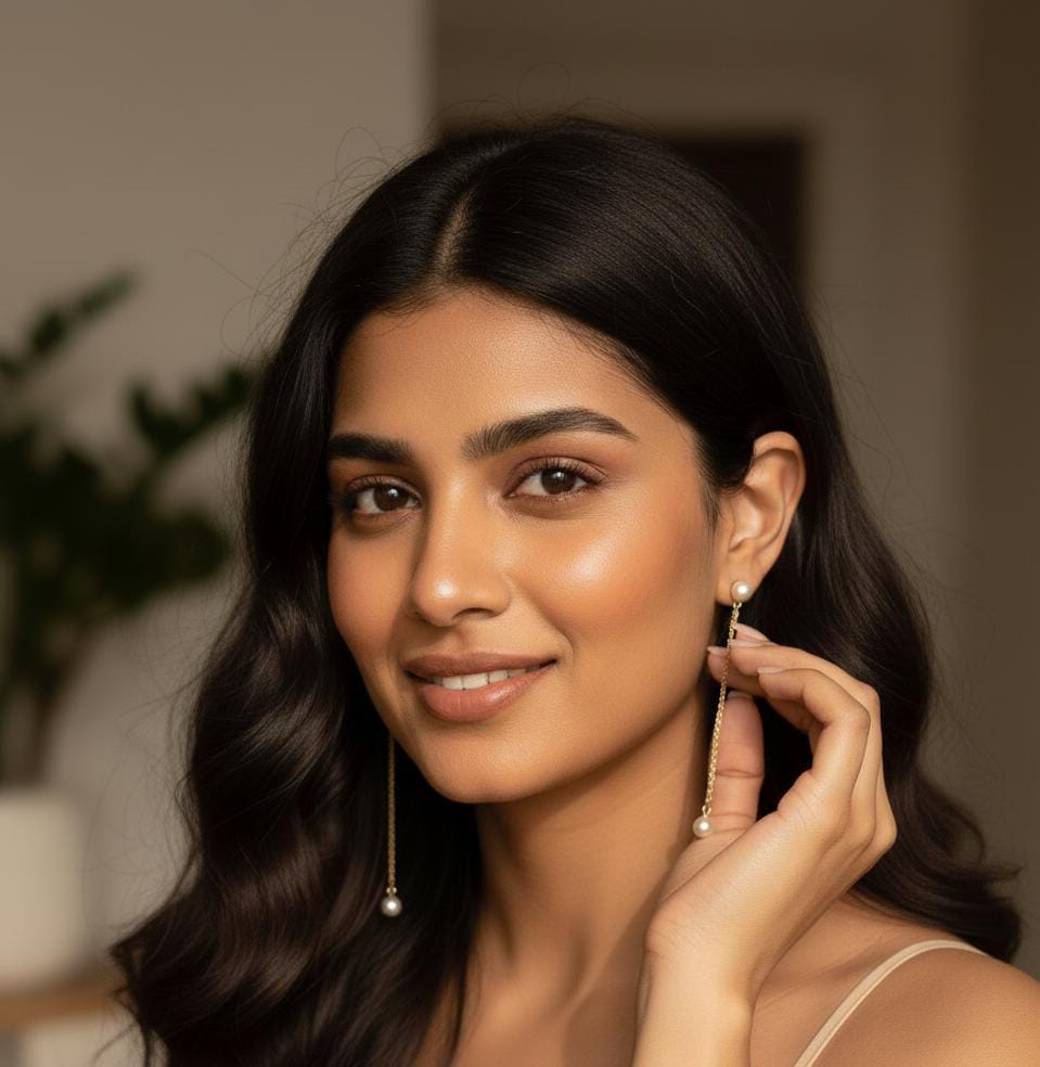 Elegant Pearl Long Chain Drop Earrings for Women