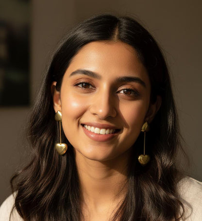 Double Heart Drop Earrings for Women & Girls