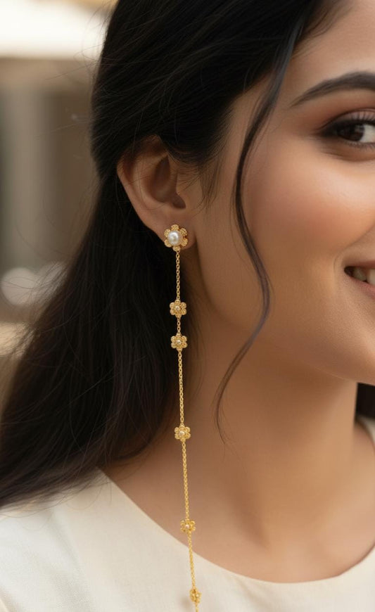 Long Pearl Dangler Earrings for Women