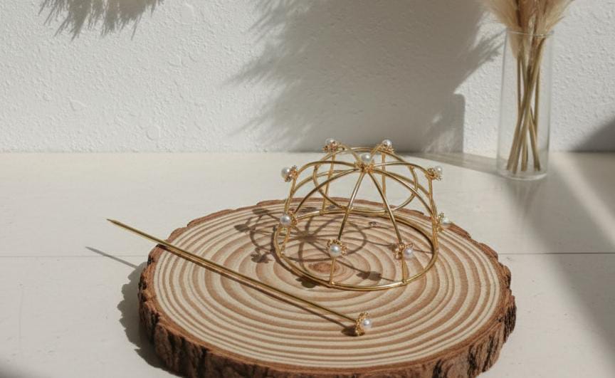 Pearl Hair Cage For Women With Stick