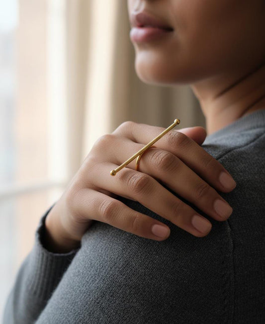 Gold Plated Minimalist Bar Ring for Women